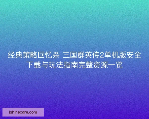 经典策略回忆杀 三国群英传2单机版安全下载与玩法指南完整资源一览