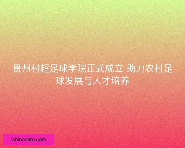 贵州村超足球学院正式成立 助力农村足球发展与人才培养 贵州村超足球学院正式成立 助力农村足球发展与人才培养