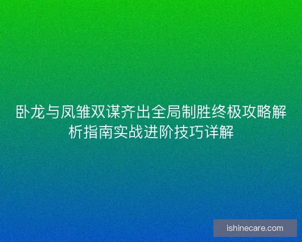 卧龙与凤雏双谋齐出全局制胜终极攻略解析指南实战进阶技巧详解 卧龙与凤雏双谋齐出全局制胜终极攻略解析指南实战进阶技巧详解